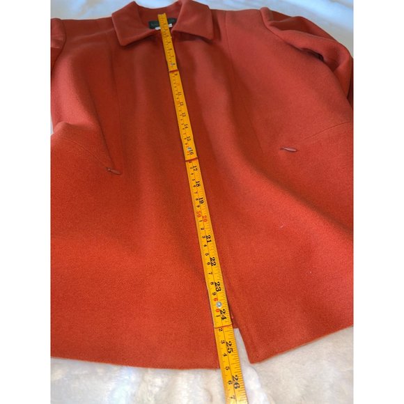 Harvé Benard Wool & Cashmere Coat (Size 6P, Burnt Orange, Made in Ukraine) - Picture 9 of 10
